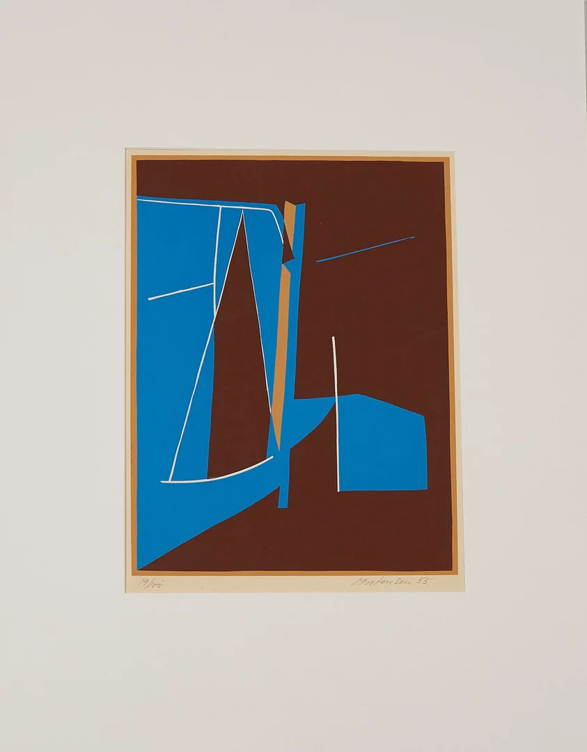 RICHARD MORTENSEN. "Sirmione bleu", serigrafi, 1955, numrerad 19/100, signerad. — Engravings & Prints — Stockholms Auktionsverk Sickla