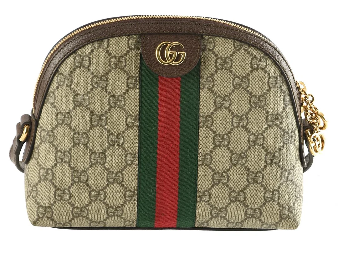 VÄSKA, GUCCI, GG supreme, Web, canvas, brunt läder, 23x19x6cm. — Accessoarer/Väskor — Kaplans
