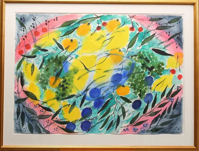LENA LINDERHOLM. Akvarell, Frukter, signerad, daterad 1990.