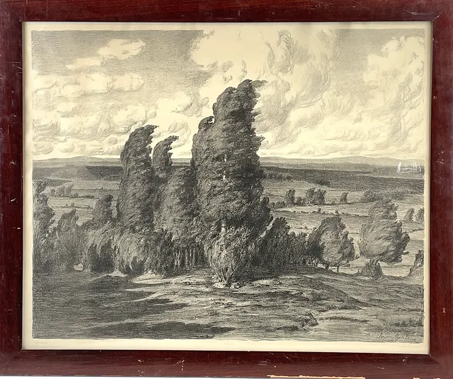 ARON GERLE. Litografi, "Vid Siljan", signerad i trycket, Föreningen för grafiskt konst, 1902.