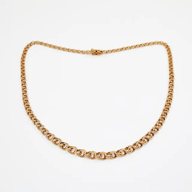 COLLIER, 18 k guld, Bismarcklänk doserad, Andrens Guldvaror, Köping, 1966.
