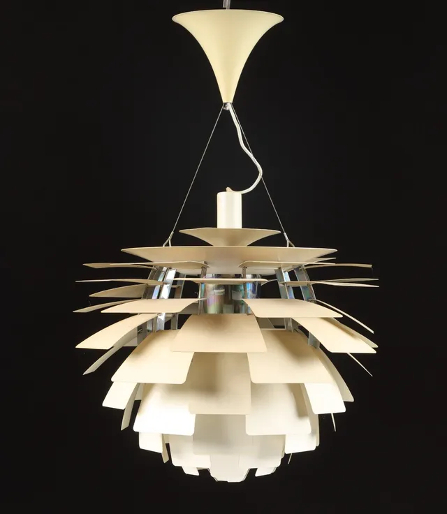 Poul Henningsen. Pendant 'Koglen' white Ø 60 cm