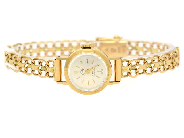 Sully, nr.63073, damur, 18K, manuellt, repigt plastglas, skadad urtavla, X-länk 18K , brv: 16,7g