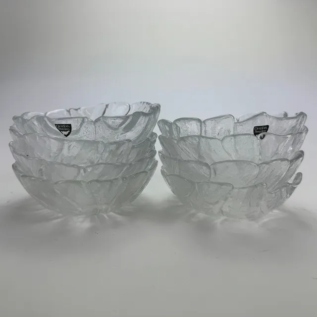 LARS HELLSTEN. Bärskålar, 8 st, glas, "Eden", Orrefors.