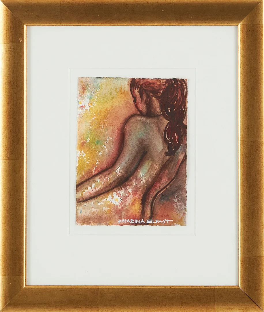 KATARINA ELFAST. Modell, blandteknik, signerad. — Paintings — Stockholms Auktionsverk Magasin 5
