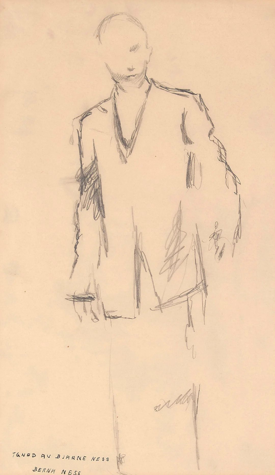 Ness, Bjarne — Skisse til "Fiolinisten" — Kunst/Øvrig billedkunst — Blomqvist