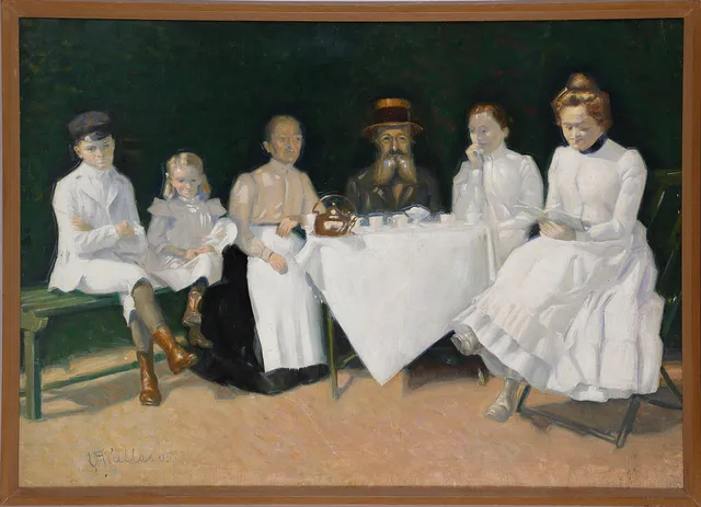 AXEL THEODOR KULLE ( 1882-1964). Kafferep, olja på duk, signerad och daterad; A T Kulle, -05.