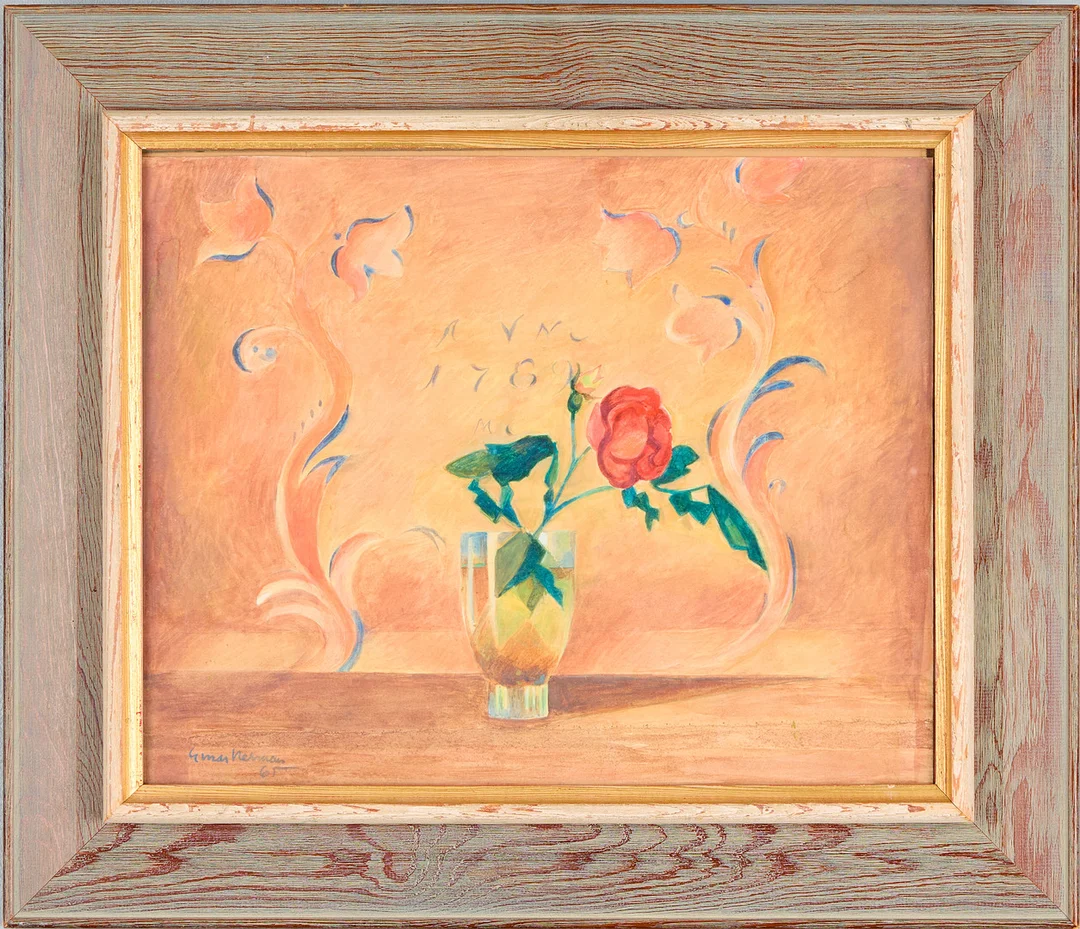 EINAR NERMAN. Stilleben med rosor i vas. — Paintings — Uppsala Auktionskammare