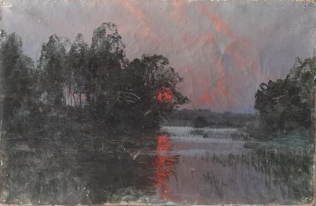 ALFRED THÖRNE. Skogstjärn, olja på duk, monogramsignerad och daterad 1886.