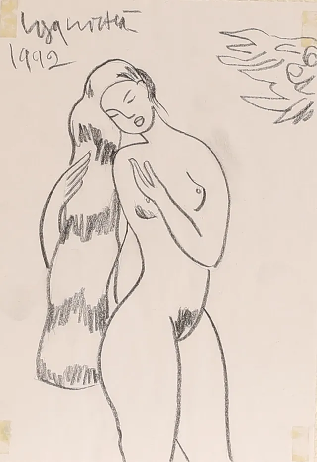 CONG QUOC HA. Teckning, signerad, daterad 1992.