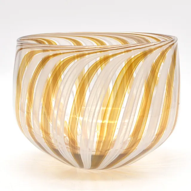 BAROVIER & TOSO. DESIGNERSCHALE, STRUDEL-DEKOR, STUDIOGLAS, MEZZA FILIGRANA, ITALIEN, UM 1970.