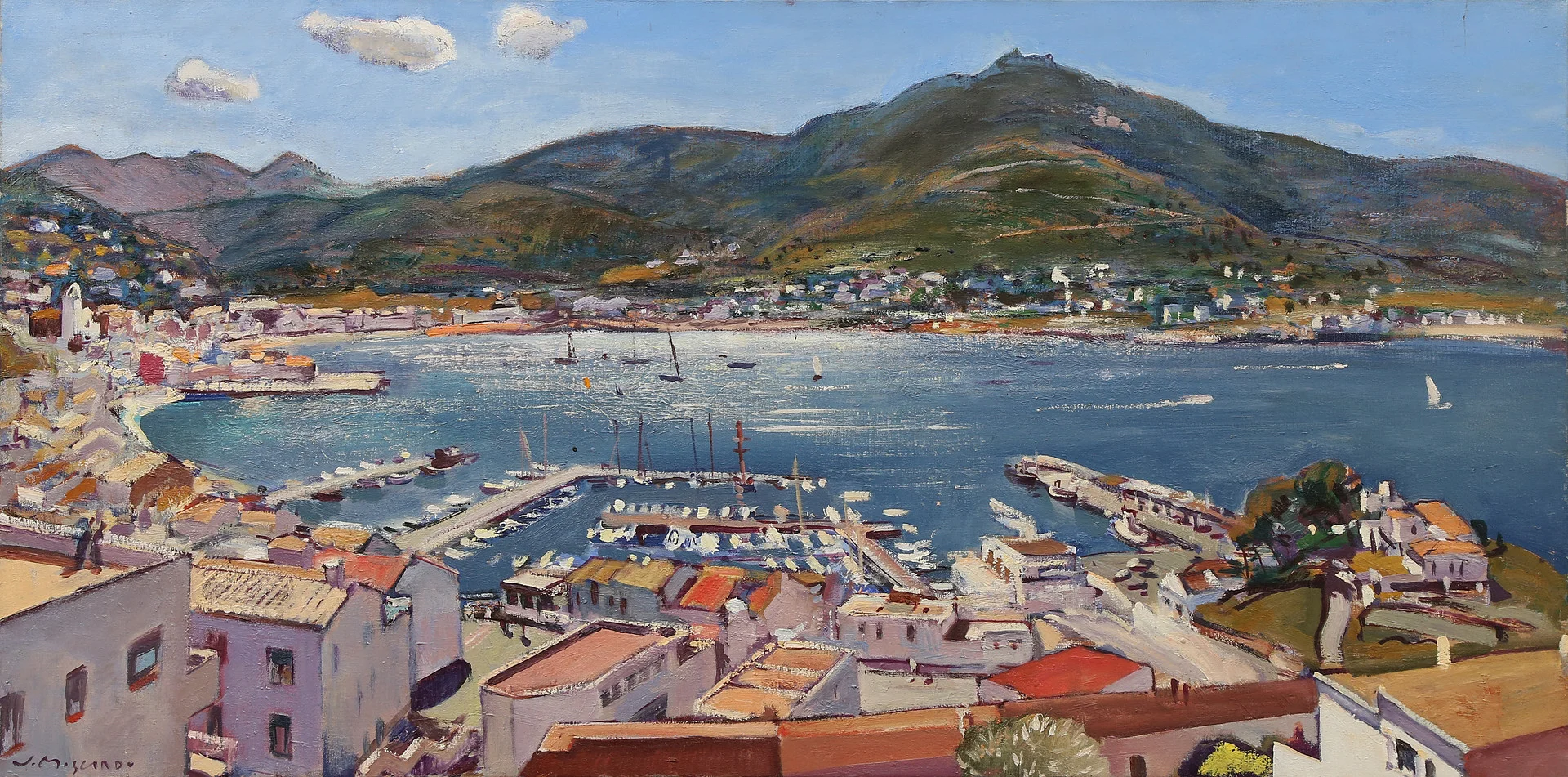 JOSEP MOSCARDÓ. Coastal view of Port de la Selva. — Paintings — Balclis