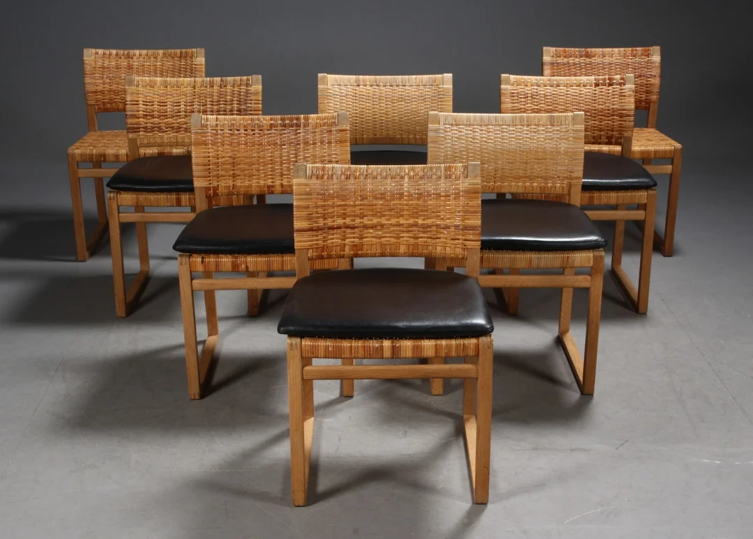 Børge Mogensen. Eight dining chairs, oakwood, model BM61 (8) — Furniture/Chairs — Lauritz
