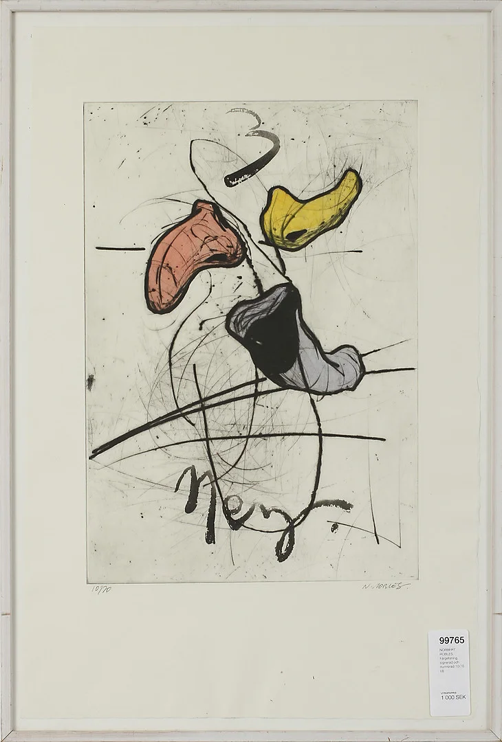 NORBERT ROBLES. Färgetsning, signerad och numrerad 10/70. — Engravings & Prints — Göteborgs Auktionsverk