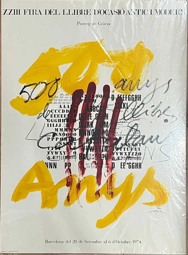 ANTONI TÀPIES. SEGÚN. Cartel de la XXIII "Fira del llibre d'ocasió antic i modern", 1974.