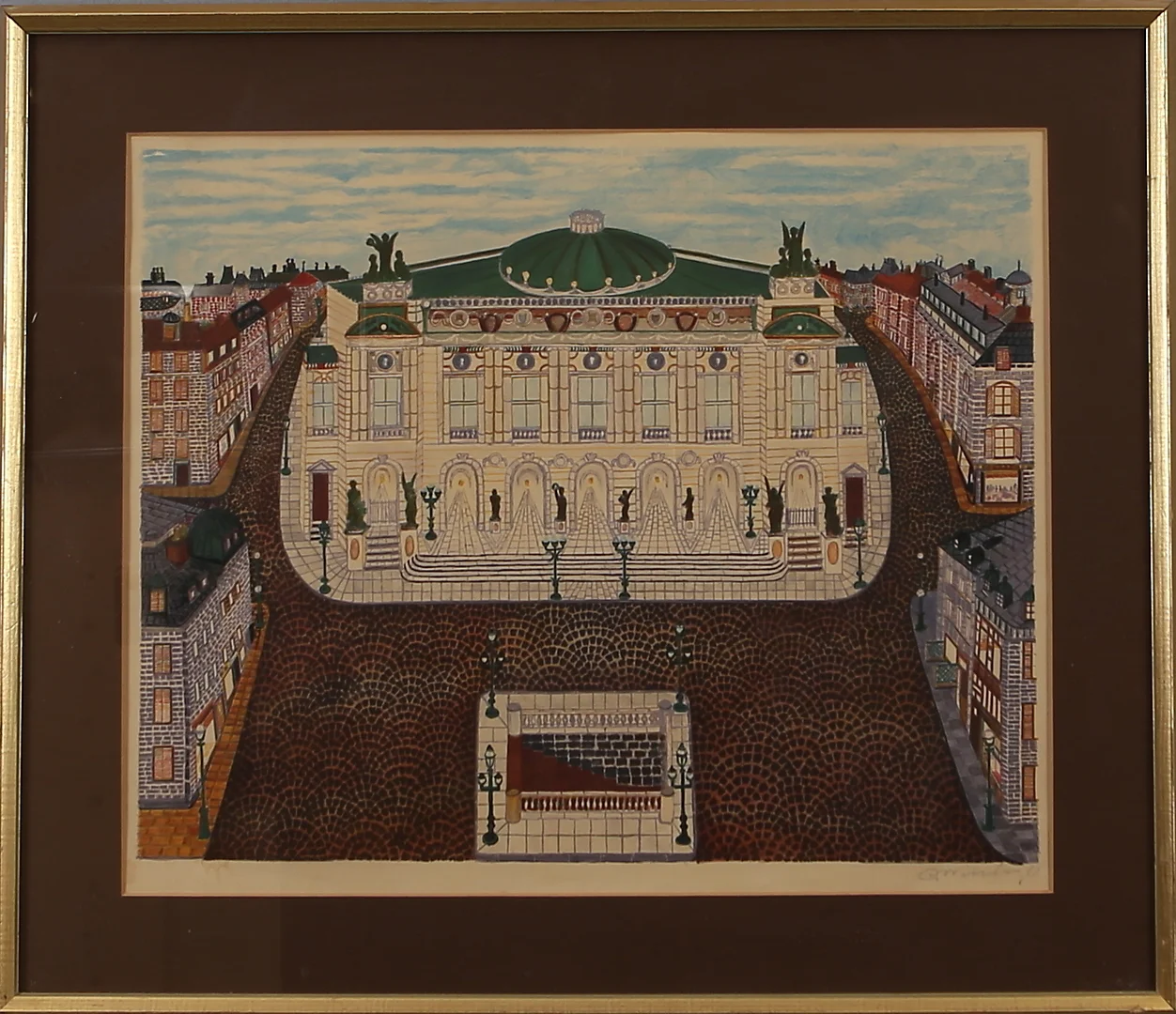 ARVID WIDERBERG. Färglitografi, Operan i Paris, signerad och daterad-62. — Engravings & Prints — Auktionshuset Kolonn
