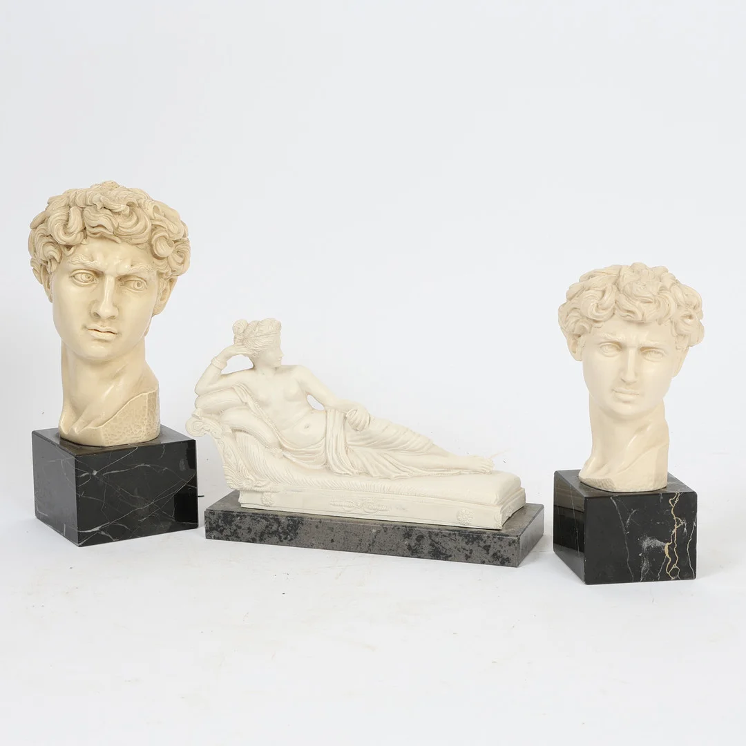 TWO ITALIAN GRAND TOUR STYLE RESIN BUSTS BEARING SIGNATURE G.RUGGERI (3). — Sculptures & Bronzes — Bishop & Miller
