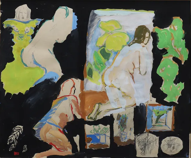 LEOPOLD FARE, "Skiss till flicka i dunkelt ljus", signerad gouache.