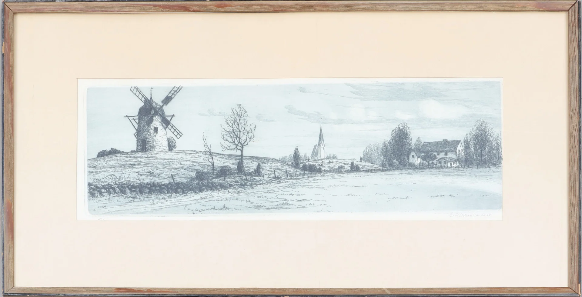 ERIK OLSSON SANDA. litografi/etsning, signerad, numrerad 43/0 samt daterad -64. — Engravings & Prints — Södermanlands Auktionsverk