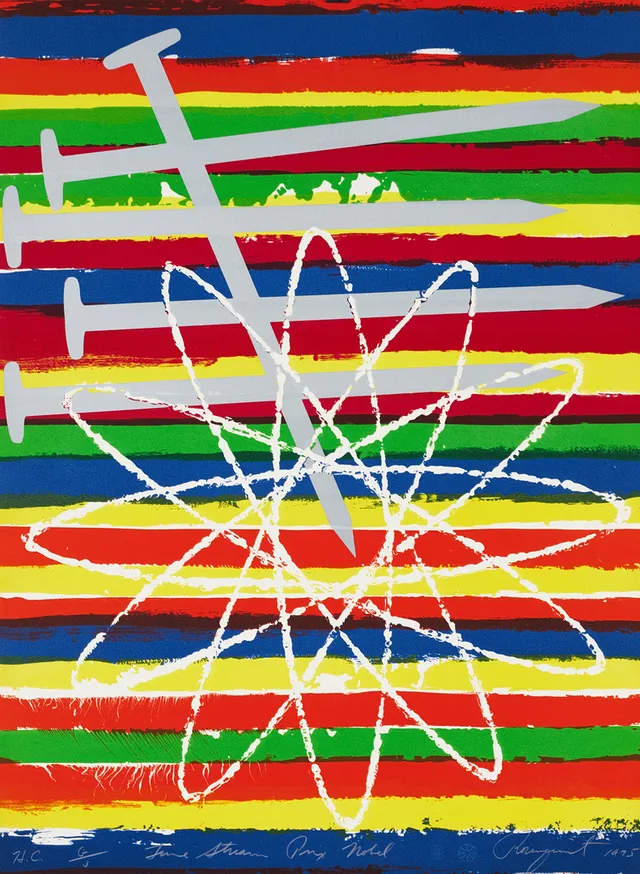 JAMES ROSENQUIST (USA, 1933-2017). "Time Stream Prix Nobel" ur "Hommage aux Prix Nobel", signerad och daterad -1975, H.C, litografi.