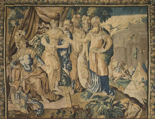 "The Continence of Scipio", Aubusson's French tapestry, late 17th Century.