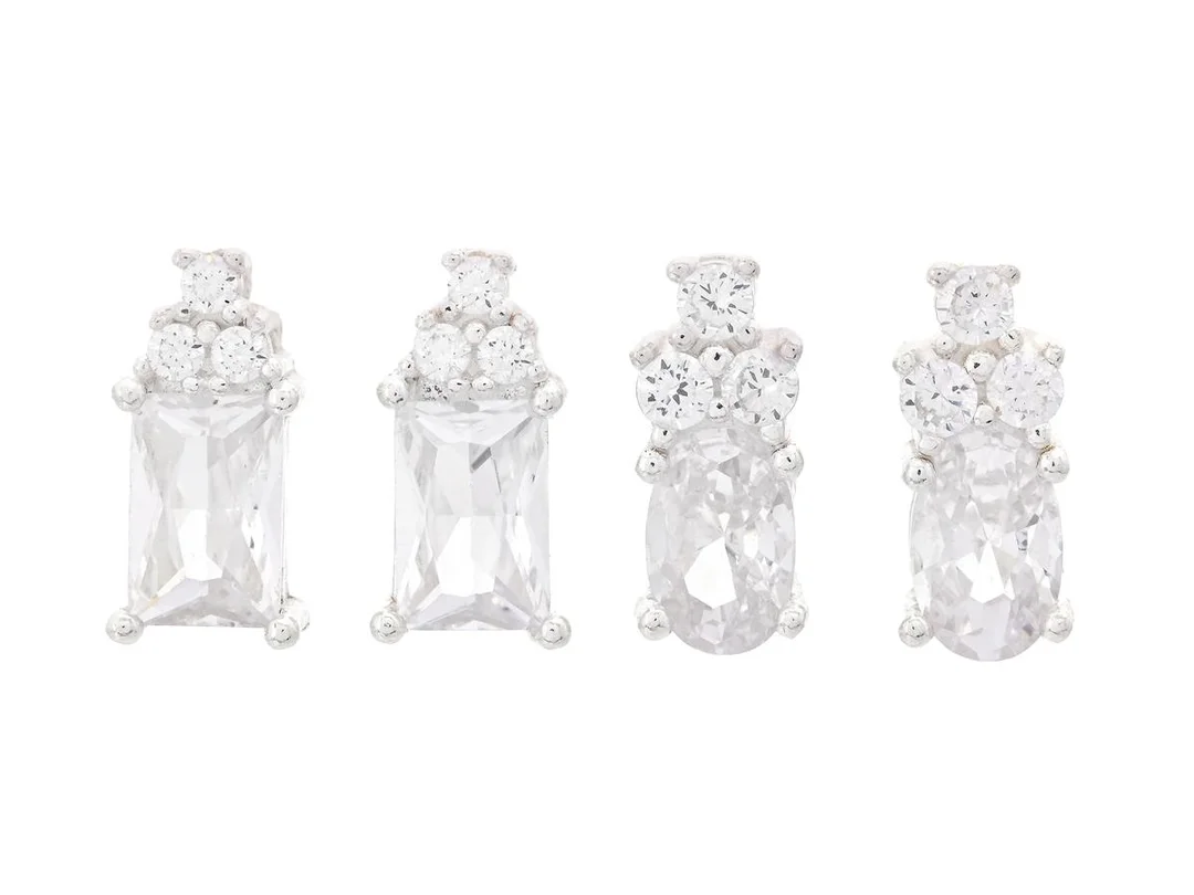 ANI JEWELS, smyckeset, 2 par örhängen, sterlingsilver, cubic zirconia, stift, totalvikt 3,7 g. — Smycken/Smyckeset — Kaplans