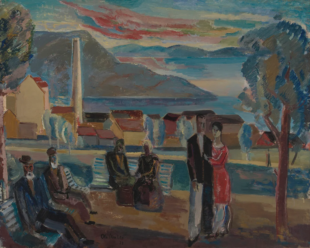 Mæhle, Ole — Sommerkveld ved Skansen, Trondheim, 1928 — Kunst/Maleri — Blomqvist