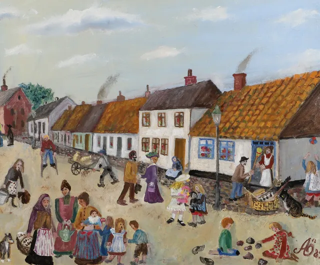 ALMA ÖHRSTRÖM. "Landskrona 1910", olja på duk, signerad AÖ -85.