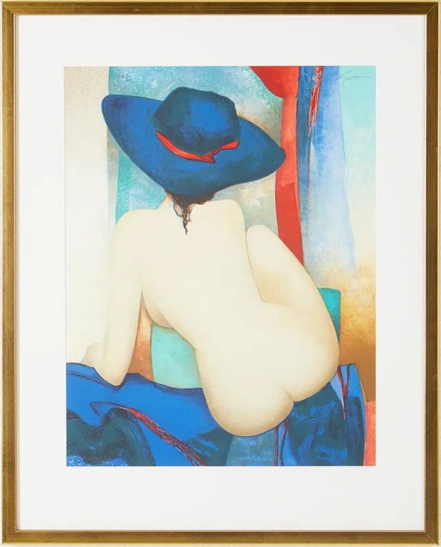 CLAUDE GAVEAU. "Le Drap Bleu", litografi, EA 11/20.