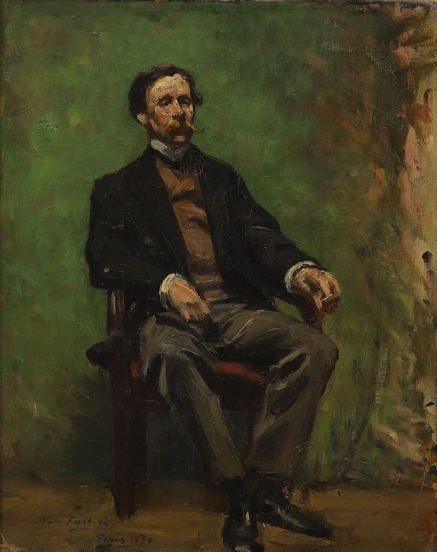 NILS FORSBERG. Sittande man, olja på duk, signerad, daterad Paris 1879. — Paintings — Crafoord Auktioner Malmö