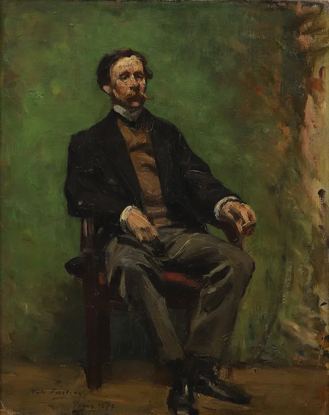 NILS FORSBERG. Sittande man, olja på duk, signerad, daterad Paris 1879.