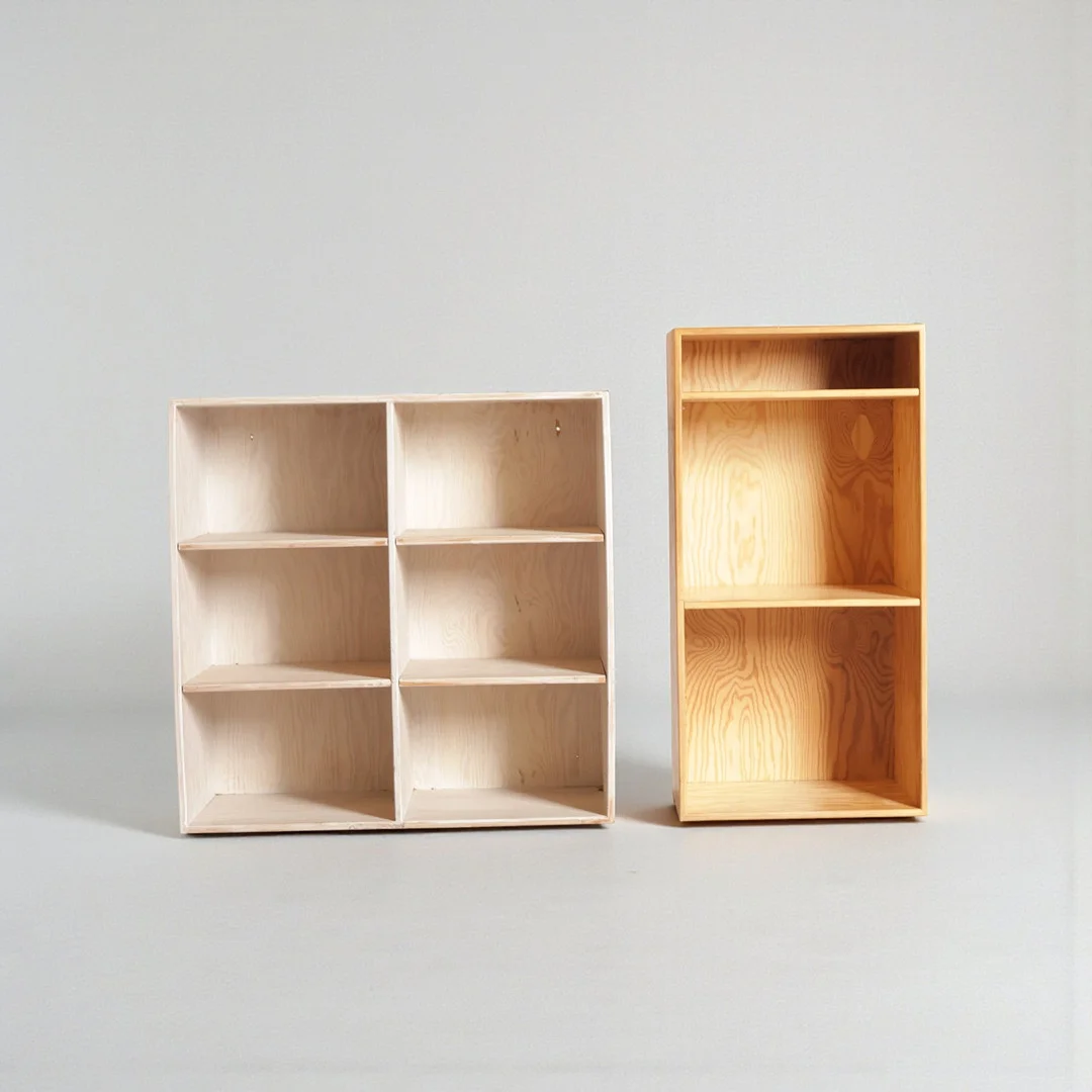 DANSK MØBELDESIGN. To reolmoduler af fyr, ene hvidpigmenteret. Danmark, 1970'erne (2). — Cupboards, Cabinets & Shelves — Woxholt Auktioner