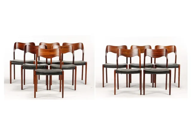 Niels O. Moller. Eleven rosewood dining chairs, model 71 (11)