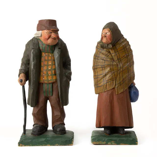 HERMAN ROSELL. Träfigurer, 2 st, signerade och daterade 1926.