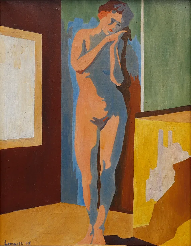 ERIC LENNARTH. KVINNOAKT, signerad Lennarth -57.