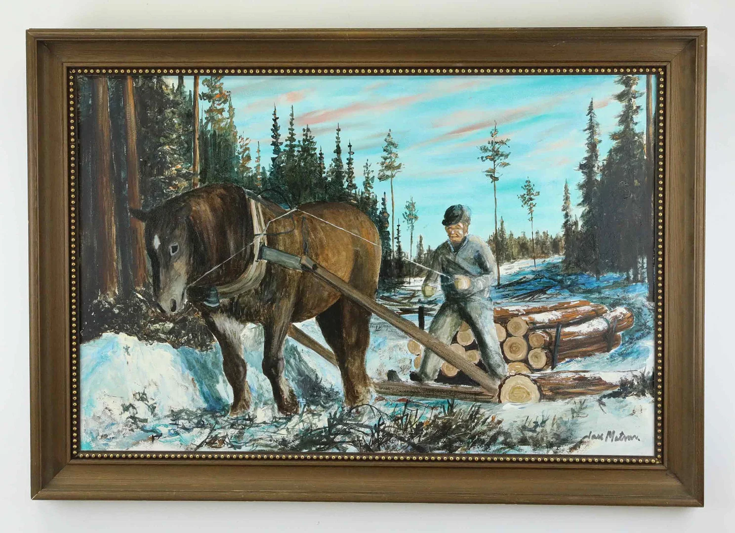 LARS MATSON. olja på duk, timmersläp, signerad. — Paintings — Hälsinglands Auktionsverk