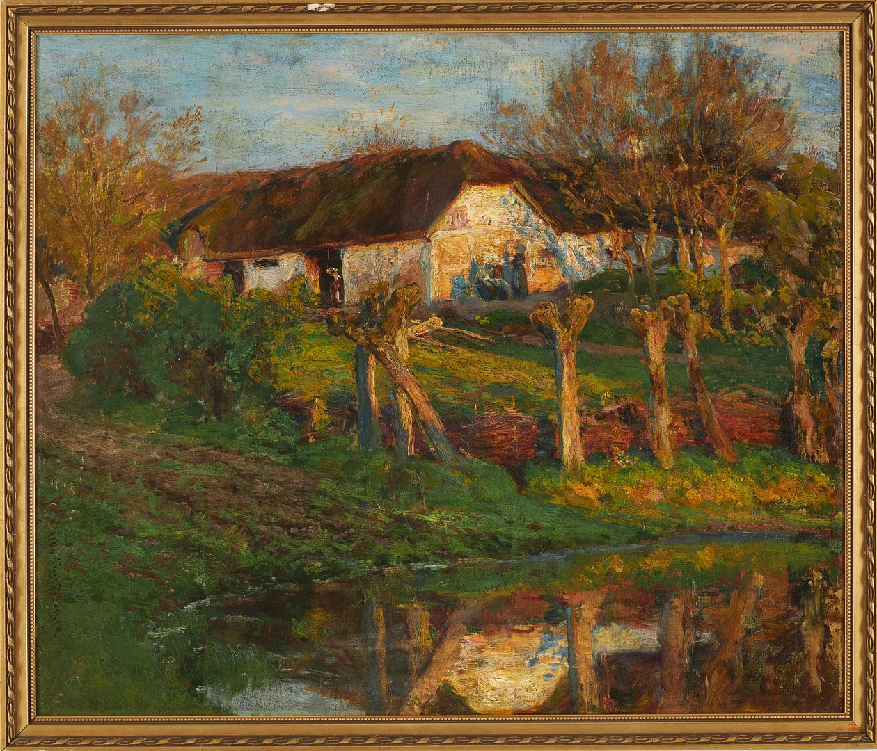 VIGGO PEDERSEN. Gårdmotiv med sjö, olja på duk, signerad. — Paintings — Stockholms Auktionsverk Sickla