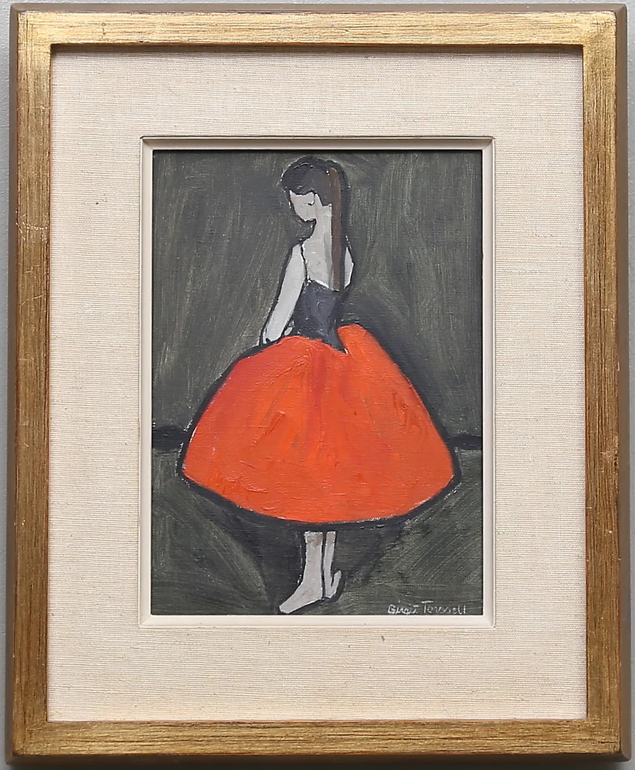 BIRGIT FORSELL. "Ballerina i röd kjol". Olja på duk, signerad Birgit Forsell. — Paintings — Gomér & Andersson Linköping
