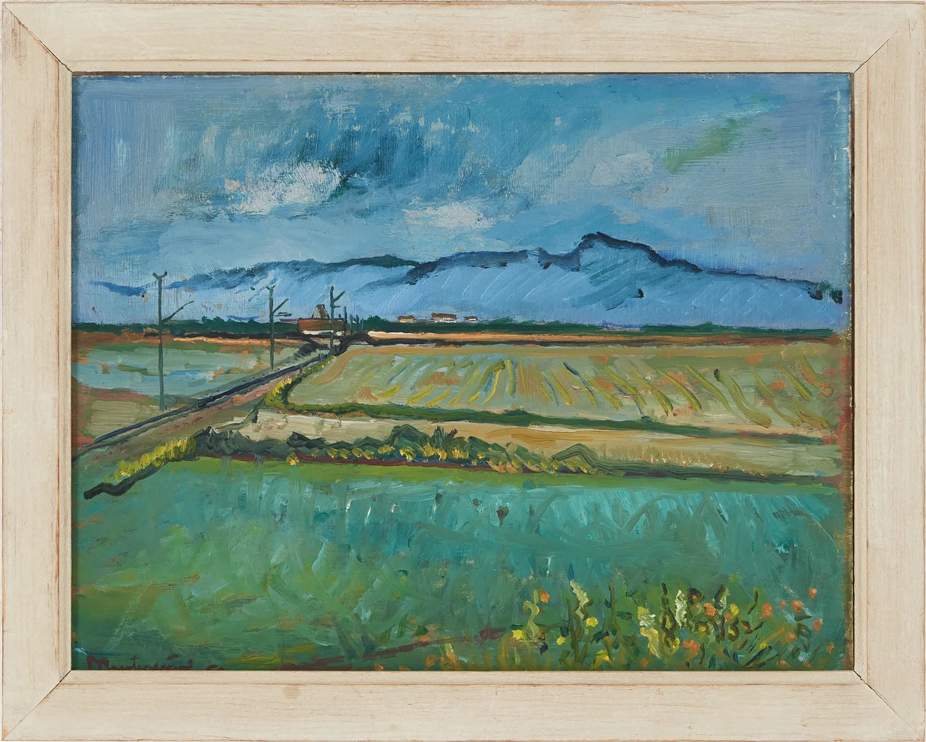 PATRIK REUTERSWÄRD (1886-1971). Landskap med oväder på ingång, olja på pannå, signerad P Reuterswärd, daterad - 50. — Paintings — Stockholms Auktionsverk Magasin 5