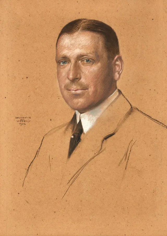 KARL BENNEWITZ VON LÖFEN D.Y. (Jr) (Tyskland, 1856-1931), Herrporträtt, signerad och daterad 1922, teckning.