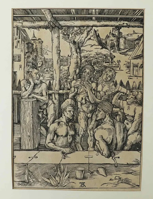 ALBRECHT DÜRER (1471-1528). EFTER. Träsnitt, The Bathhouse.