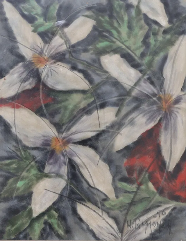 OIDENTIFIERAD KONSTNÄR. Blommor, pastell, signerad samt daterad -56.