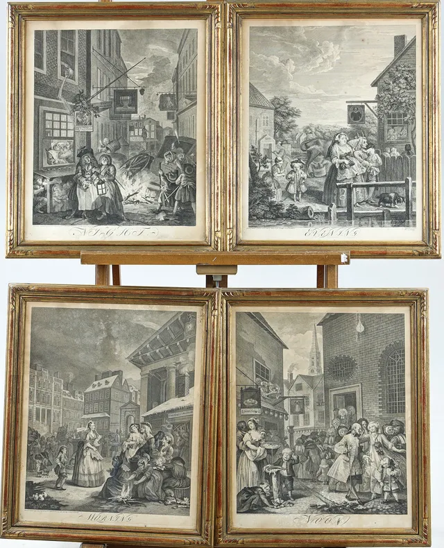 WILLIAM HOGARTH. Kopparstick, 4 stycken, 1738.