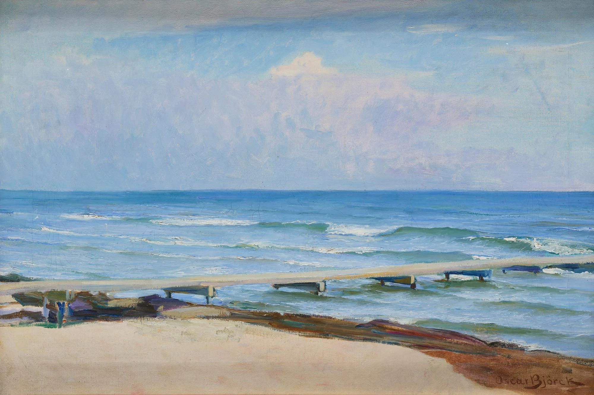 Oscar Björck, Strandbrygga i Skagen. — Bukowskis
