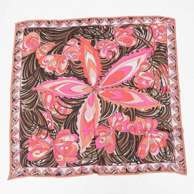 EMILIO PUCCI, scarf, flerfärgad siden i klassiskt Puccimönster.