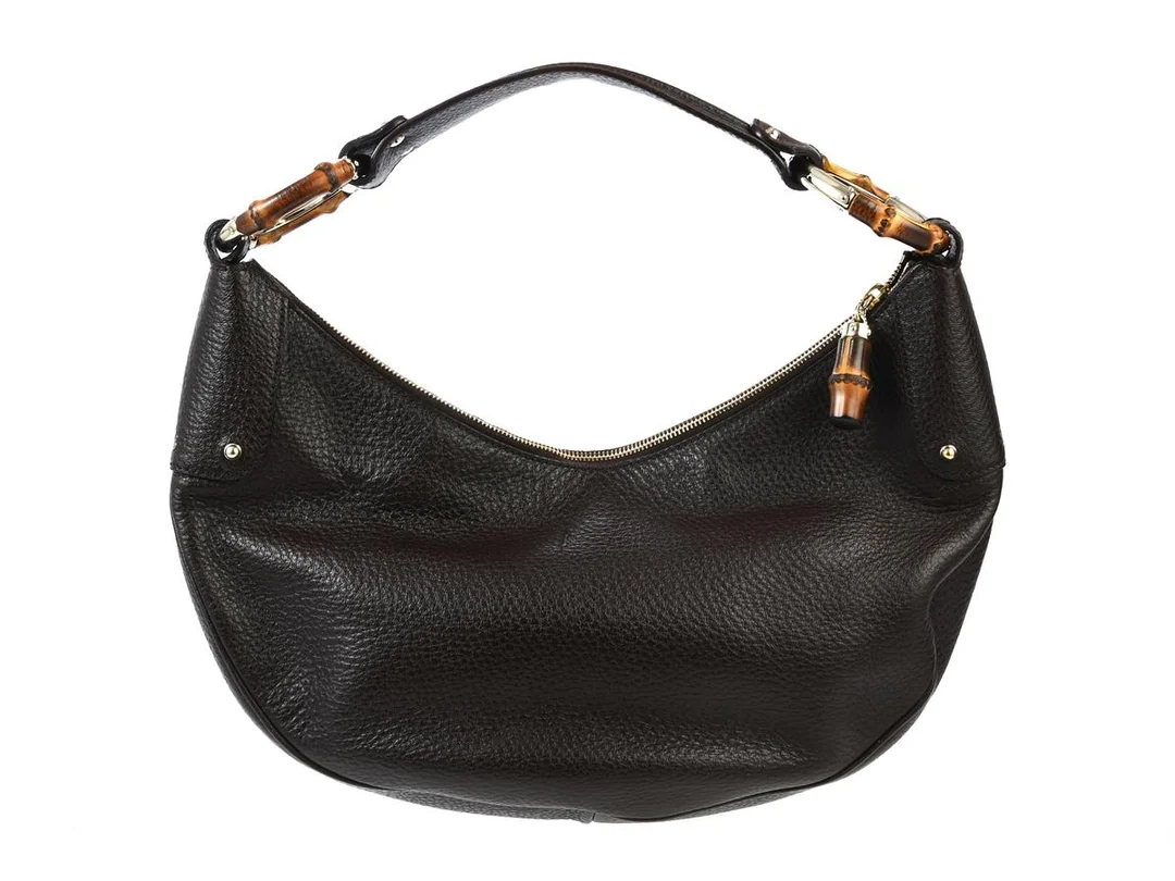 VÄSKA, GUCCI, Bamboo Hobo Bag, brunt skinn, guldfärgade beslag, 39x21x5 cm, dustbag. — Accessoarer/Väskor — Kaplans