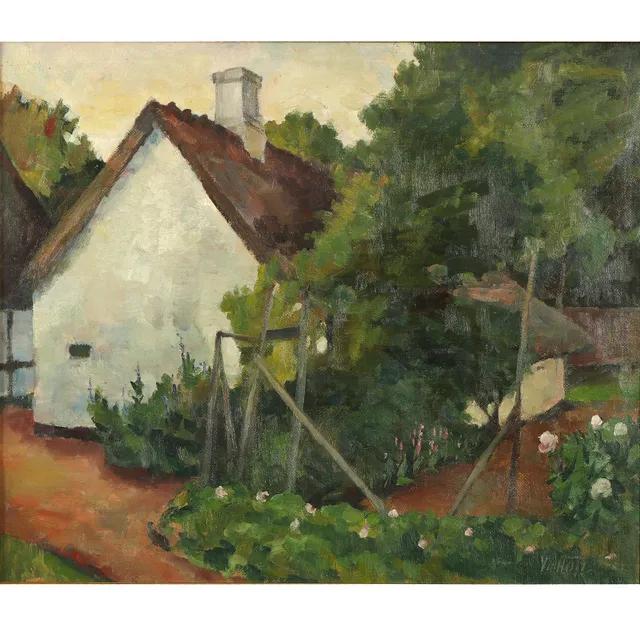 Mogens Vantore. Garden motif, oil on canvas