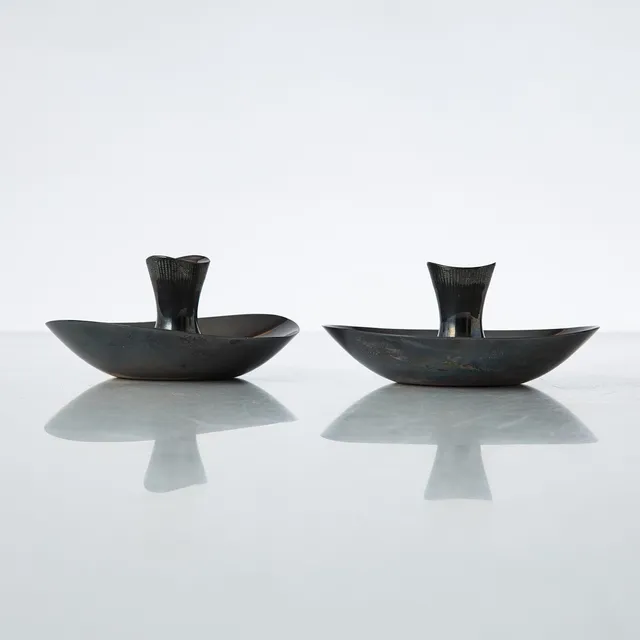 TAPIO WIRKKALA. ljusstakar, 1 par, silver, 1962, undertill märkta.