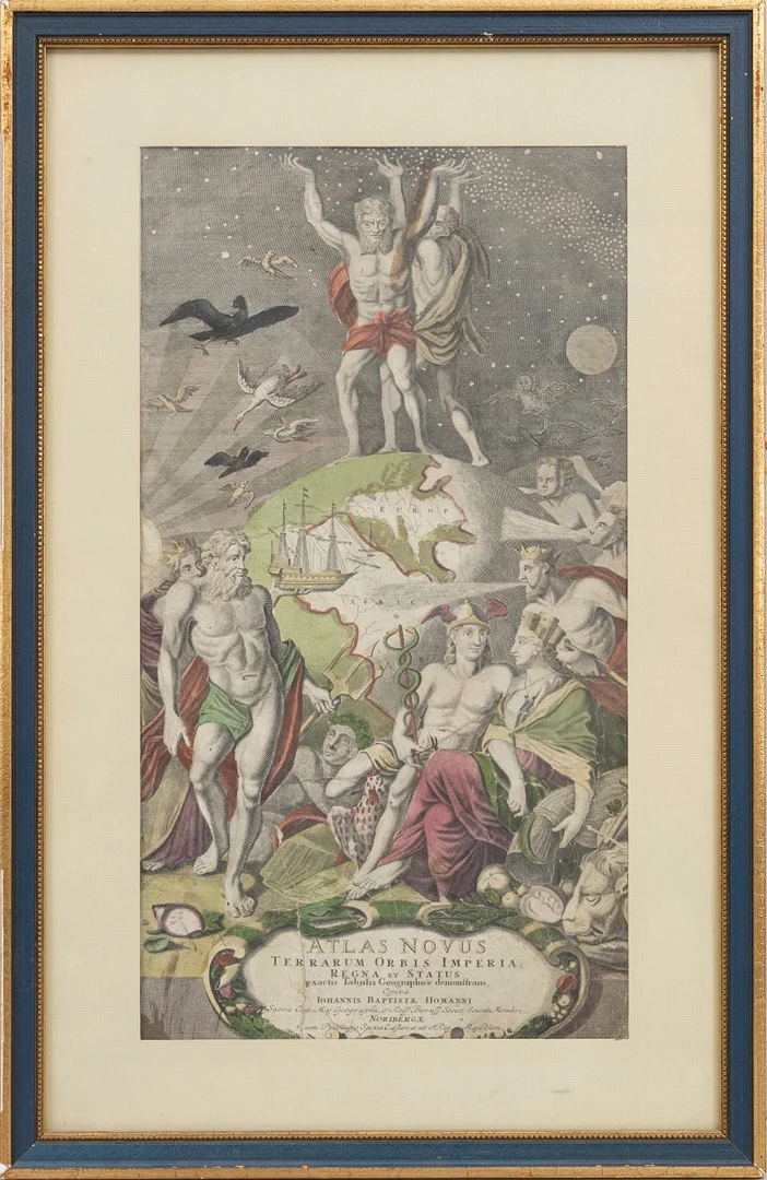 JOHANN BAPTIST HOMANN. Titelblad till "Atlas Novus", 1700-tal. — Maps — Auktionshuset Kolonn