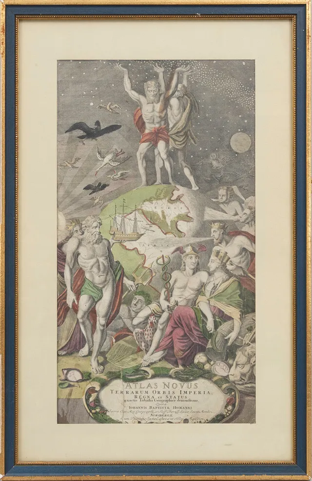JOHANN BAPTIST HOMANN. Titelblad till "Atlas Novus", 1700-tal.